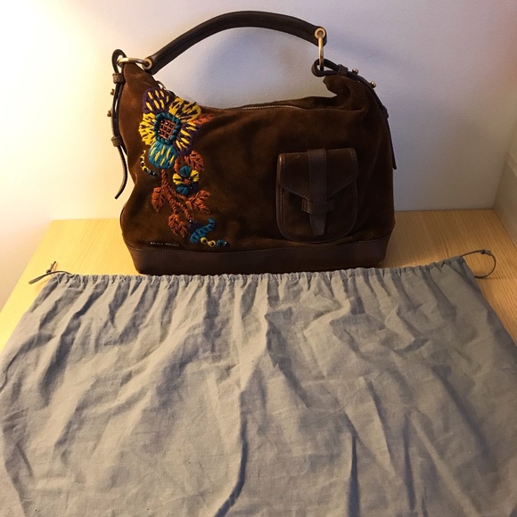 STUNNING Miu Miu brown suede hobo with embroidery - Picture 2 of 11